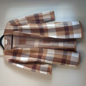 LOFT Plaid Cardigan/Coatigan, Women's XS